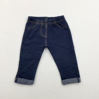 Dark Blue Denim Effect Jeggings - Girls/Boys 6-9 Months