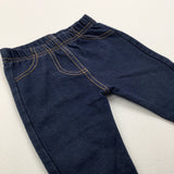 Dark Blue Denim Effect Jeggings - Girls/Boys 6-9 Months