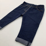 Dark Blue Denim Effect Jeggings - Girls/Boys 6-9 Months