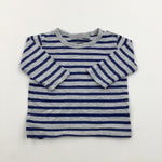 Navy & Grey Striped Long Sleeve Top - Boys 6-9 Months