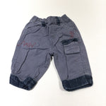 Grey & Navy Cotton Twill Cargo Trousers - Boys 3-6 Months