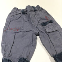 Grey & Navy Cotton Twill Cargo Trousers - Boys 3-6 Months