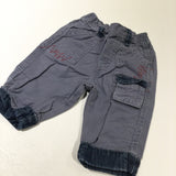 Grey & Navy Cotton Twill Cargo Trousers - Boys 3-6 Months