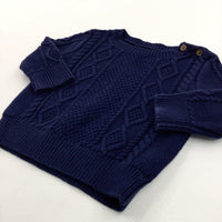 Navy Cable Knit Jumper - Boys 6-12 Months