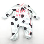 'Mummy Is My Bestie' Spotty Black, White & Pink Babygrow with Integrated Mitts - Girls Newborn