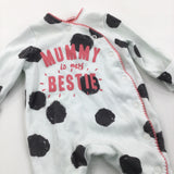 'Mummy Is My Bestie' Spotty Black, White & Pink Babygrow with Integrated Mitts - Girls Newborn