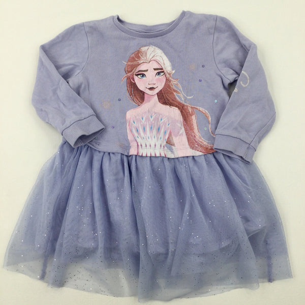 Elsa Frozen Lilac Sweatshirt Dress - Girls 2-3 Years