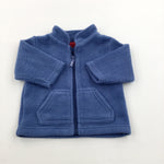 Pirate Animals Embroidered (on back) Blue Zip Up Fleece Jumper - Boys 6-9 Months