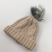 Dusky Pink Knitted Winter Hat - Girls 2-3 Years