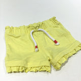 Yellow Lightweight Jersey Shorts with Frilly Hems - Girls 0-3 Months