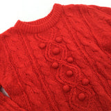 Red Knitted Jumper - Girls 9-10 Years