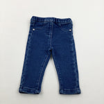 Dark Blue Denim Jeggings - Girls 6-9 Months