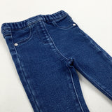 Dark Blue Denim Jeggings - Girls 6-9 Months