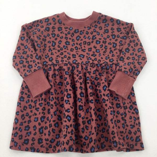 Animal Print Tan Sweatshirt Dress - Girls 2-3 Years