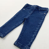 Dark Blue Denim Jeggings - Girls 6-9 Months