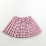 Pink & White Checked Pleated Skirt - Girls 6-12 Months