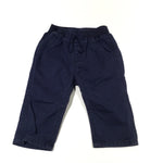 Navy Cotton Twill Pull On Trousers - Boys 3-6 Months