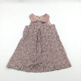 Dusky Pink Sequin & Net Dress with Collar- Girls 6-7 Years