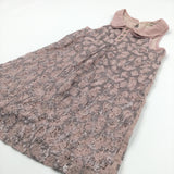 Dusky Pink Sequin & Net Dress with Collar- Girls 6-7 Years
