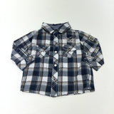 'World's Cutest Baby' Navy, Gold & White Checked Cotton Shirt - Boys 3-6 Months