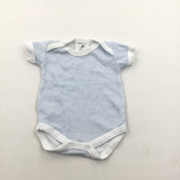 White & Blue Striped Short Sleeve Bodysuit - Boys Tiny Baby