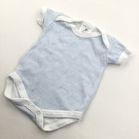 White & Blue Striped Short Sleeve Bodysuit - Boys Tiny Baby