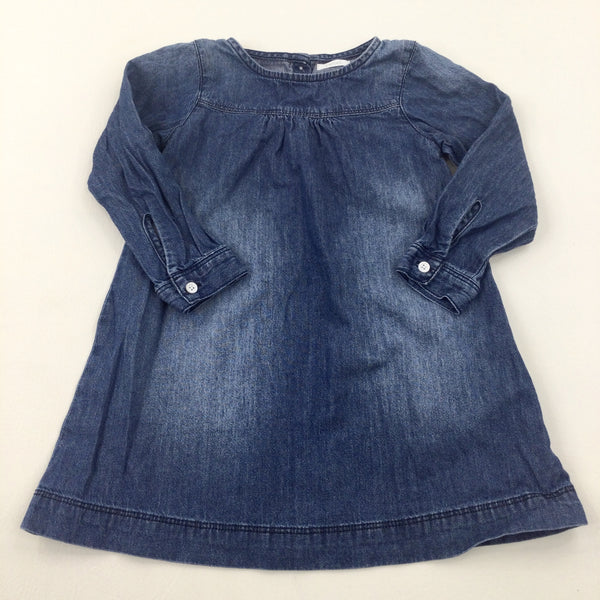 Blue Denim Long Sleeve Dress - Girls 2-3 Years