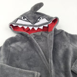 Shark Hood Grey Fleece Dressing Gown - Boys 2-3 Years