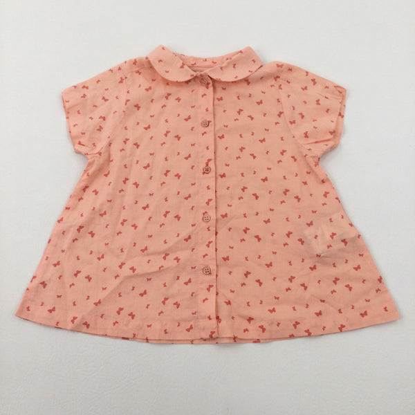 Butterflies Coral Pink Blouse - Girls 2-3 Years