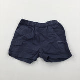 Navy Lightweight Cotton Shorts - Boys Newborn