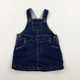 Dark Blue Denim Dungaree Dress - Girls 6-9 Months