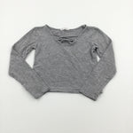 Grey Mottled Long Sleeve Belly Top - Girls 10-11 Years