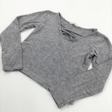 Grey Mottled Long Sleeve Belly Top - Girls 10-11 Years