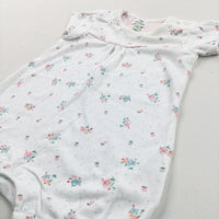 Flowers White Short Sleeve Romper - Girls 6-9 Months