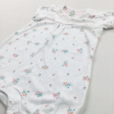 Flowers White Short Sleeve Romper - Girls 6-9 Months