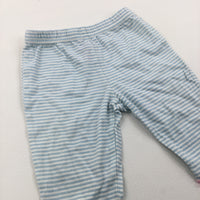 Blue & White Striped Leggings with Frilly Hems - Girls 0-3 Months