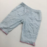 Blue & White Striped Leggings with Frilly Hems - Girls 0-3 Months