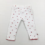 Ladybirds & Strawberries White Leggings - Girls 6-9 Months