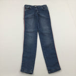 Sparkly Seams Mid Blue Denim Jeans with Adjustable Waistband - Girls 12 Years