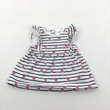 Strawberries Navy & White Jersey Tunic Top - Girls Newborn