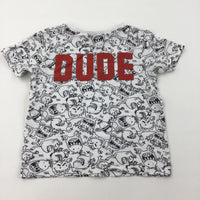 'Dude' Monsters Black & White T-Shirt - Boys 3-4 Years