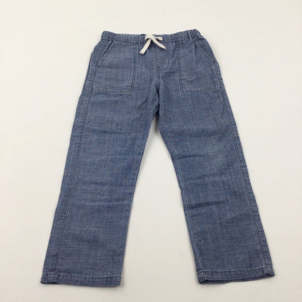 Blue Denim Effect Cotton Trousers - Boys/Girls 3-4 Years