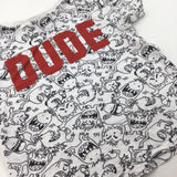 'Dude' Monsters Black & White T-Shirt - Boys 3-4 Years