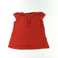 Red T-Shirt with Frill Detail - Girls 3-6 Months