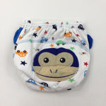 Monkey Face White Reusable Nappy - Boys 3-4 Years