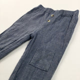Blue Lined Cotton Trousers - Boys 9-12 Months