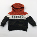 'Explorer' Orange, White & Khaki Camouflage Hoodie Sweatshirt - Boys 3-6 Months