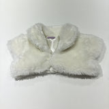 Cream Faux Fur Short Sleeve Bolero Jacket with Collar - Girls 18-24 Months