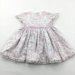 Flowers Pink, White & Green Cotton Sun/Party Dress - Girls 3-6 Months