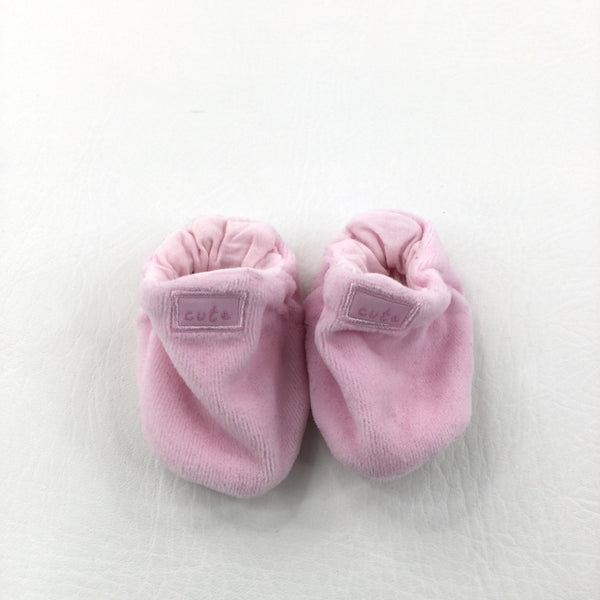 'Cute' Pink Booties - Girls 0-3 Months